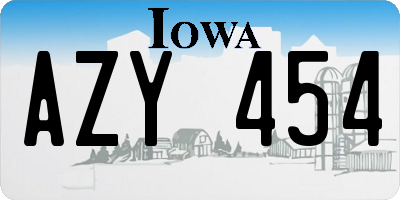 IA license plate AZY454