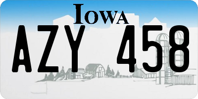 IA license plate AZY458
