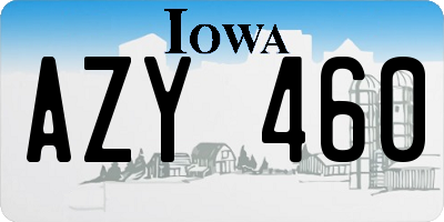 IA license plate AZY460