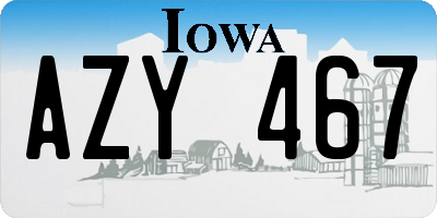 IA license plate AZY467
