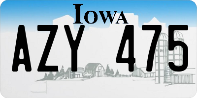 IA license plate AZY475
