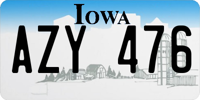 IA license plate AZY476