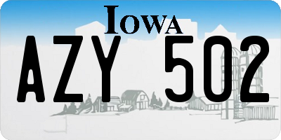 IA license plate AZY502