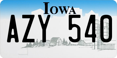 IA license plate AZY540