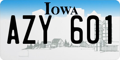 IA license plate AZY601