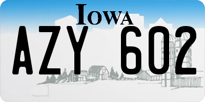IA license plate AZY602