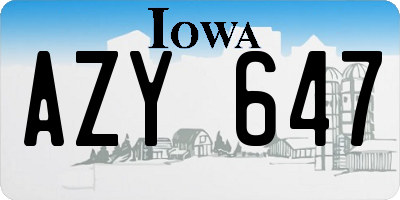 IA license plate AZY647