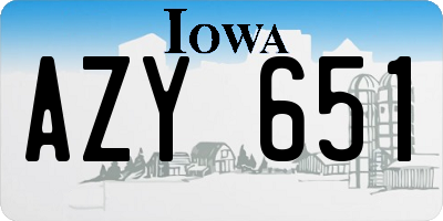 IA license plate AZY651