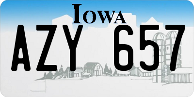 IA license plate AZY657