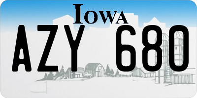 IA license plate AZY680