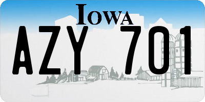 IA license plate AZY701