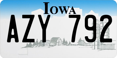 IA license plate AZY792