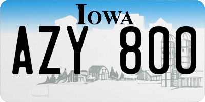 IA license plate AZY800