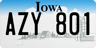 IA license plate AZY801