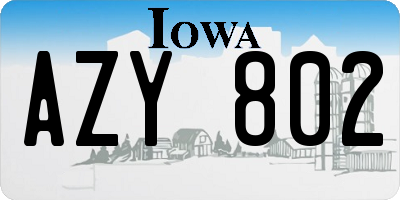 IA license plate AZY802