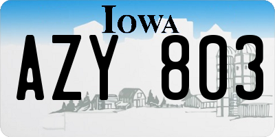 IA license plate AZY803
