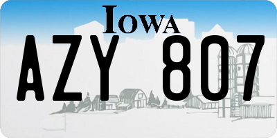 IA license plate AZY807