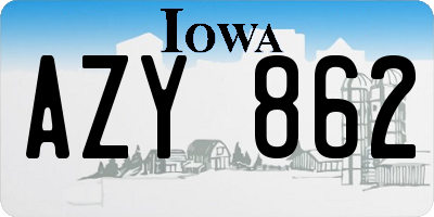 IA license plate AZY862