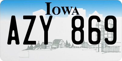 IA license plate AZY869