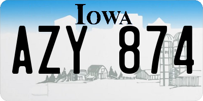 IA license plate AZY874
