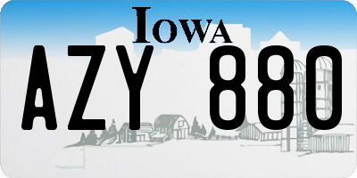 IA license plate AZY880