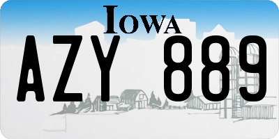 IA license plate AZY889