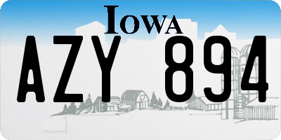 IA license plate AZY894