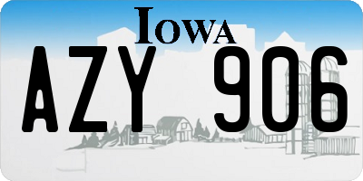 IA license plate AZY906