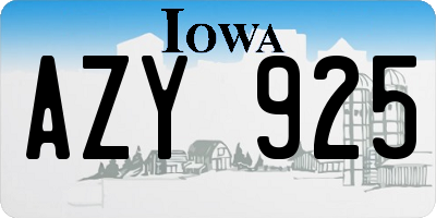 IA license plate AZY925