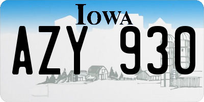 IA license plate AZY930