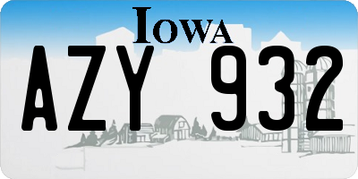 IA license plate AZY932