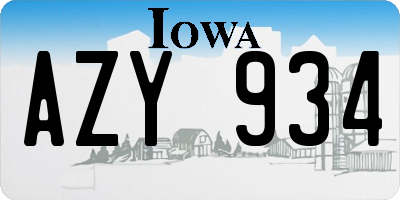 IA license plate AZY934