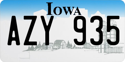 IA license plate AZY935