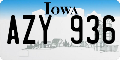 IA license plate AZY936