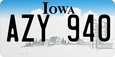 IA license plate AZY940