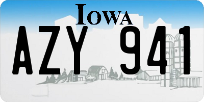 IA license plate AZY941