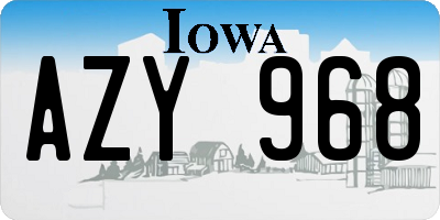 IA license plate AZY968