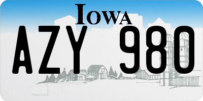 IA license plate AZY980
