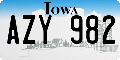 IA license plate AZY982