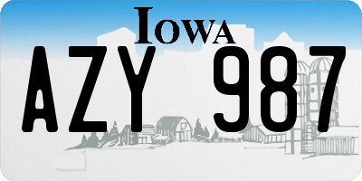 IA license plate AZY987