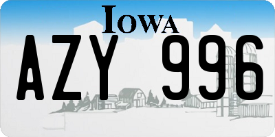 IA license plate AZY996