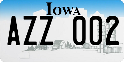 IA license plate AZZ002