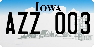 IA license plate AZZ003