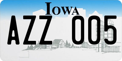 IA license plate AZZ005