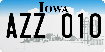 IA license plate AZZ010
