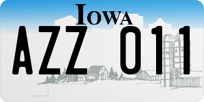 IA license plate AZZ011