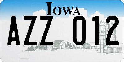 IA license plate AZZ012