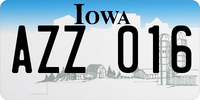 IA license plate AZZ016