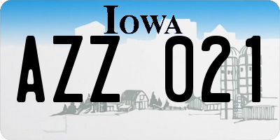 IA license plate AZZ021