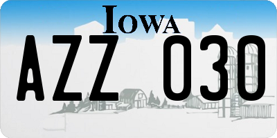 IA license plate AZZ030